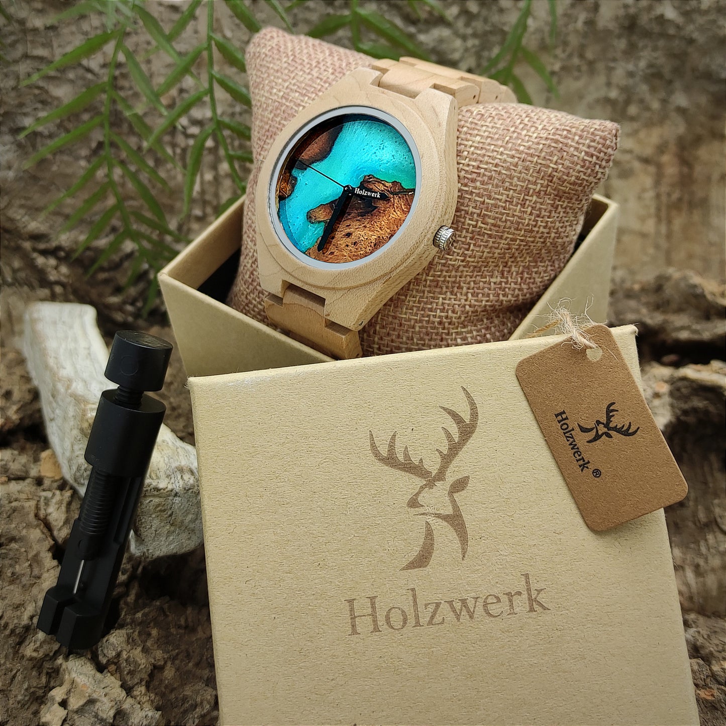 Holzwerk Damen & Herren Holzuhr Holz Epoxidharz Armbanduhr - Holzwerk