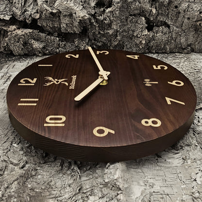 Holzwerk WINTERBERG  Holz Funkwanduhr, moderne Designer Quarz Wanduhr, 25 cm Holz Funk Wand Uhr lautlos ohne Tick Geräusche, braun, beige, Hauptbild, links liegend