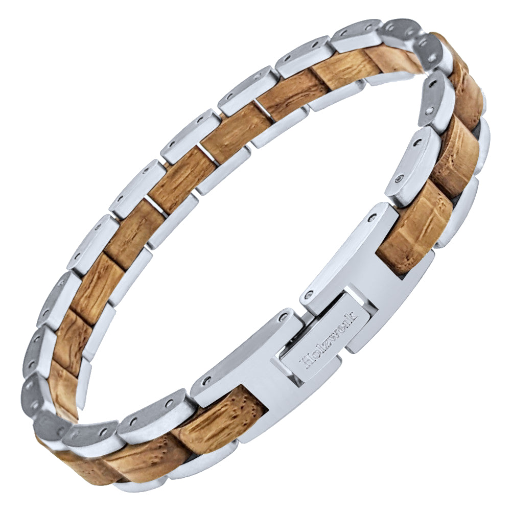 Holzwerk AMMERSEE Damen und Herren Holz & Edelstahl Armband in silber, braun, Hauptbild